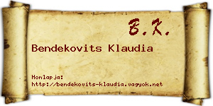 Bendekovits Klaudia névjegykártya